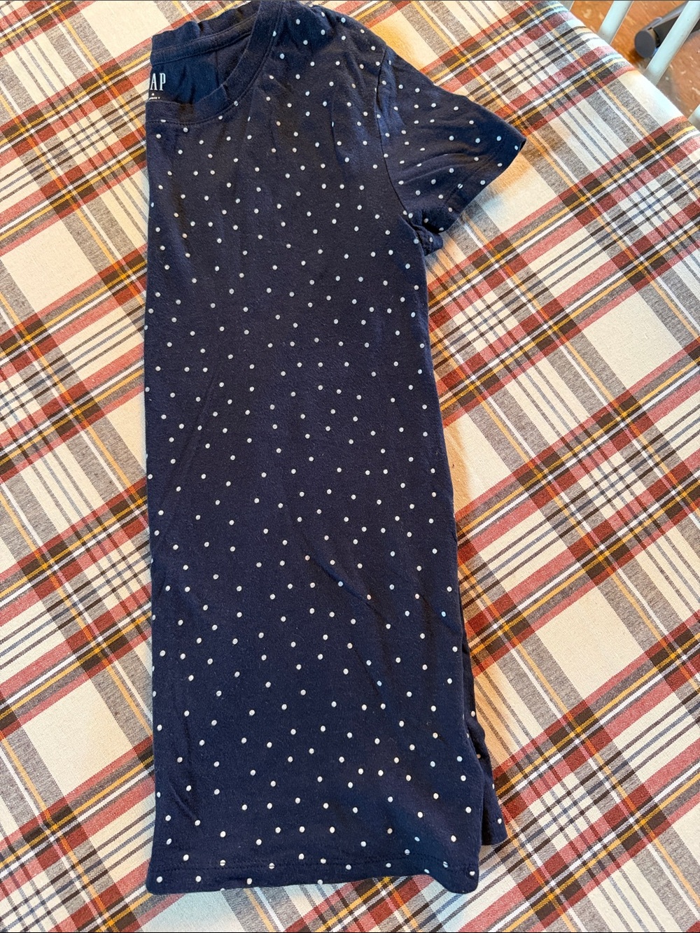 GAP Navy Short Sleeve Tee with White Polka Dots - Classic Crew